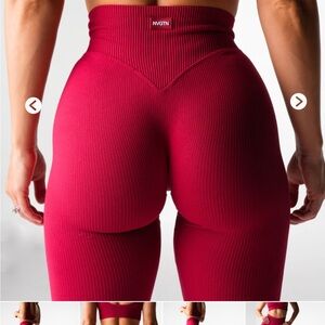 NVGTN Ruby Red Harmony Ribbed Seamless Flare Leggings